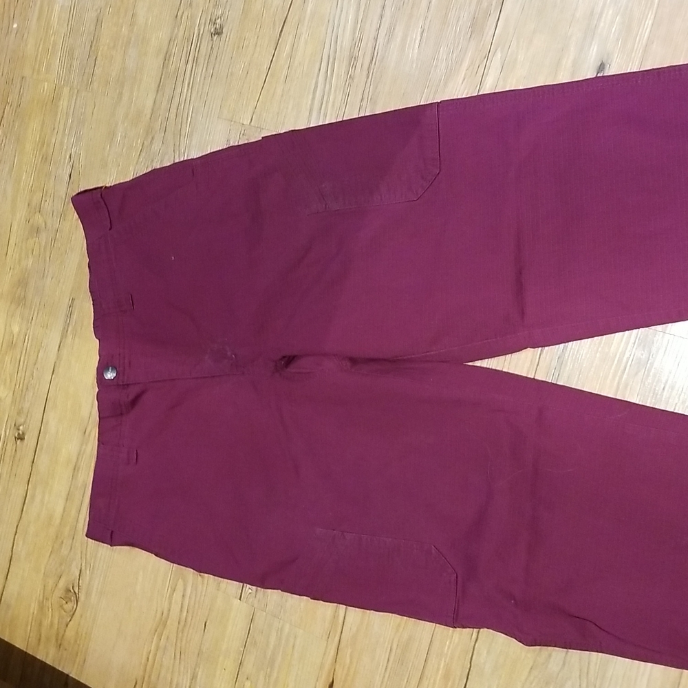 CarharttPlum pants w/side, back pockets elasticdrawstring waist w/button zip szL